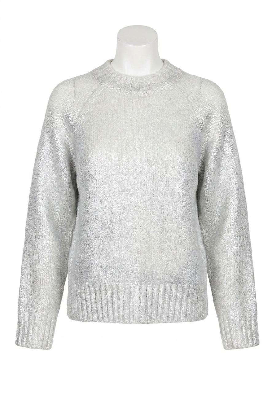 NEW PISTOLA ilana metallic foil sweater in silver frost